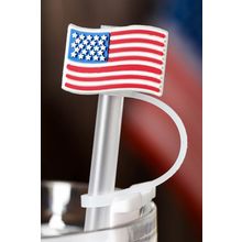 White American Flag Print PVC Soft Plastic Straw Lid