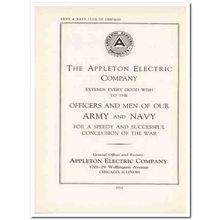 appleton electric company 1943 war conclusion ww2 wartime vintage ad