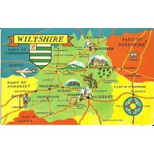 WILTSHIRE Map Postcard (Photo Precision PT15727)