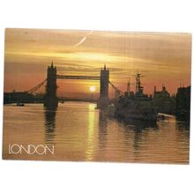 THAMES AT NIGHTFALL, LONDON unused postcard vgc =