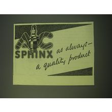 1942 AC Sphinx Spark Plugs Ad - As always - a quality product