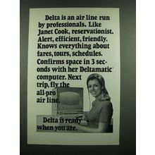 1971 Delta Airlines Ad - Janet Cook, Reservationist