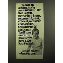 1971 Delta Airlines Ad - Professionals Like Kris Conrad