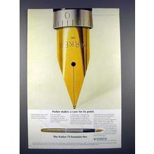 1971 Parker 75 Fountain Pen Ad - Case for Point