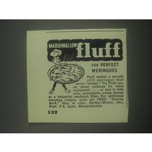 1952 Marshmallow Fluff Ad - Marshmallow Fluff for perfect meringues