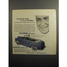 1951 Hillman Minx Car Ad - Consistently average 33 miles to the gallon