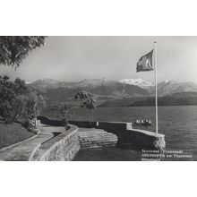 Seestrand Oberhofen En AM Thunersee Switzerland Flag RPC Postcard