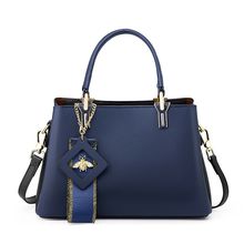 Women Genuine Leather Handbags Large Designer Ladies Hobo bag Bucket Purse Blue