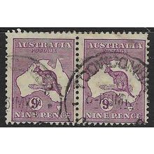 AUSTRALIA 1931-6 ROO 9d WMK C of A PAIR USED SG133 X 2