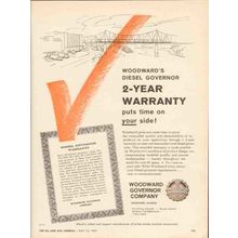 woodward governor company 1962 diesel warranty quality vintage ad