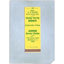 New York Buffalo Matchcover Gawron Service Station 1360 Clinton St ny_box4~2471