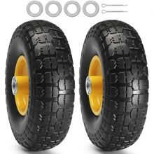 Solid PU Run-Flat Tire Wheel, 10", 2-Pack, 400 lbs Dynamic Load, 450 lbs Sta...
