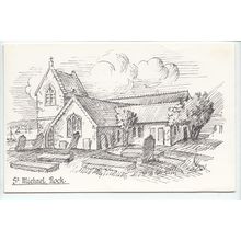 St Michael Church Rock Nr Wadebridge Cornwall Sketch Postcard