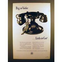 1938 Bell Telephone Ad - Big in Value, Little in Cost