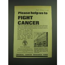 1969 Imperial Cancer Research Fund Ad - Please help us to fight cancer