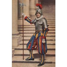 Guardie Svizzera In Grande Uniforme Citta Del Vaticano Italy Postcard