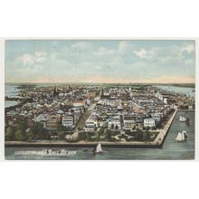 Charleston Birds Eye View ships forts Artist John W Hill early 20th C. PC 202827