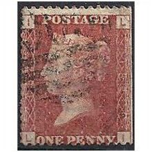 1858 SG43 1d Red Plate 182 Good/Fine Used Check Letters "LI".