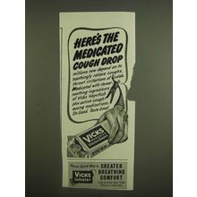 1945 Vicks Medicated Cough Drops Ad