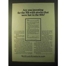 1970 Merrill Lynch Ad - Investing Stocks Hot in 60's
