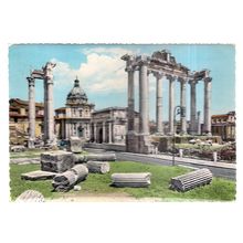 SATURN'S TEMPLE , ROMA, ITALY used vintage postcard Rome 1962 postmark =