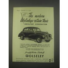 1949 Wolseley Cars Ad - The modern Wolseleys retain their English character
