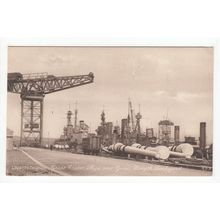 Great Crane Ships and Guns Rosyth Dockyard Postcard Fife