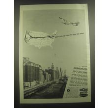 1945 United Air Lines Ad - Great cities lie along the main line airway