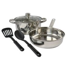 Gibson Home 5 Piece Mirror Polish Stainless Steel Cookware Set