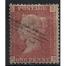 1858 SG43 1d Red Plate 106 Fine Used Check Letters "SB".