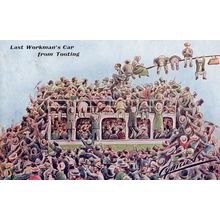 Tooting London Bus Transport Last Coach Disaster Comic Old Postcard