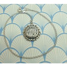 Vintage 925 Sterling Silver Good Luck Medallion Pendant Necklace