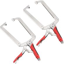 PINGEUI 2 PCS 18 Inch C Clamp Locking Pliers, Heavy Duty C Clamps with Swivel Pa