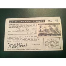 ICOLLECTZONE US Nebraska 1961 Upland Game Stamp on License