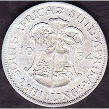 1934 South Africa 1 Florin (2 Shillings) Silver Coin