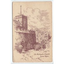 St Michael's Church Lyme Regis Dorset 1950 Sketch Postcard