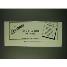 1948 Lavoris Mouthwash Ad - Use Lavoris for a Clean Mouth and Throat