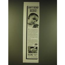 1936 Heinz Strained Foods Ad - Don't skimp here