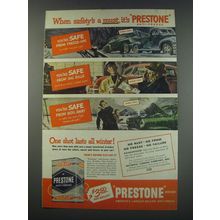 1949 Prestone Anti-Freeze Ad - When safety's a must, it's Prestone