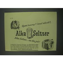 1949 Alka-Seltzer Medicine Ad - Upset tummy? Head athrob?