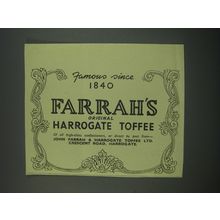 1949 Farrah's Harrogate Toffee Ad - Famous since 1840