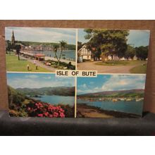 multiview, ISLE OF BUTE, SCOTLAND used postcard Colourmaster 1976 pm