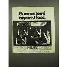 1973 Schrade Walden Uncle Henry Knives Ad - Guaranteed against loss