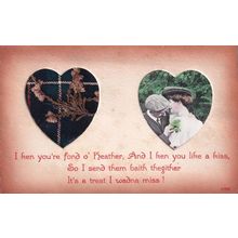 Real Heather Kiss Double Novelty Antique Love Postcard