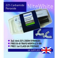 Philips Zoom 22% Teeth Whitening Gel Inc FREE B & B Teeth Trays & RM Delivery..