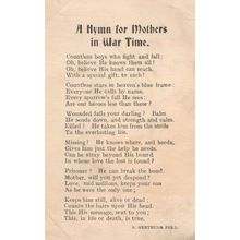WW1 Mothers War Time Prayer Hymn Old Military Postcard