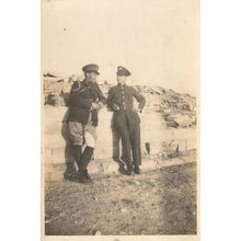Soldiers Standing By Bomb Damage Rubble Real Photo WW1 Postcard