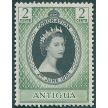 Antigua 1953 2c black & deep yellow-green Coronation SG120 unused