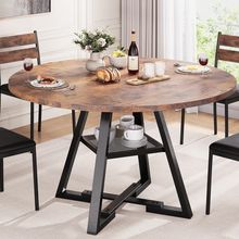 Round Dining Table for 4,Kitchen Dining Room Circle Dinner Pedestal Table,Space