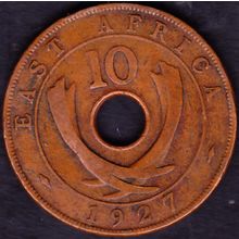1927 Kenya (East Africa) 10 Cents Coin